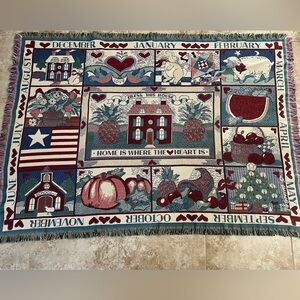 Home Tapestry Blanket with Red and Blue Accents